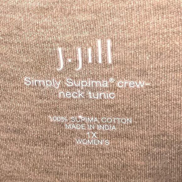 J Jill Simply Supima Tunic Top Womens 1X Tan Crew Neck Drop Shoulders Relaxed - Picture 10 of 14